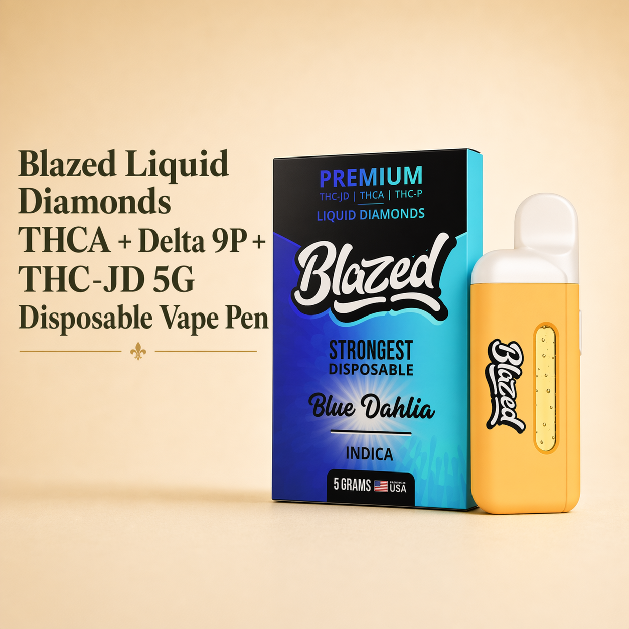 Blazed Liquid Diamonds THCA + Delta 9P + THC-JD 5G Disposable Vape Pen